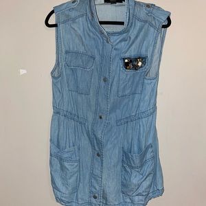 Denim like vest with gem accents